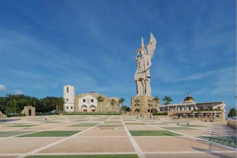 Imagem 3D do projeto da estátua de São Miguel Arcanjo, em SP.