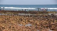 Mar recua 100 metros em praia da Índia