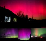 Auroras boreais no céu da Rússia.