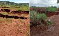 Crateras gigantes aparecem em uma fazenda, no centro de Goiás